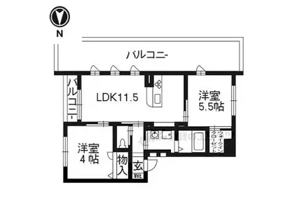 シャーメゾンUN(2LDK/2階)の間取り写真