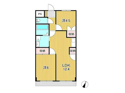 TAGAコーポラス(2LDK/2階)の間取り写真