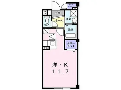 メゾングラシュII(ワンルーム/3階)の間取り写真
