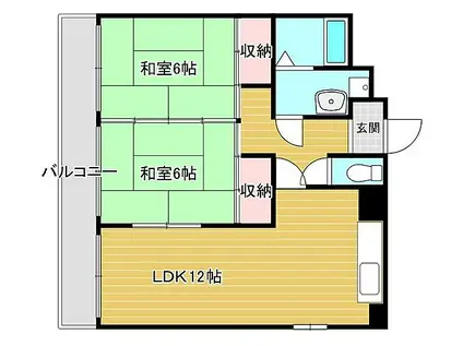 メゾン筑紫(2LDK/4階)の間取り写真
