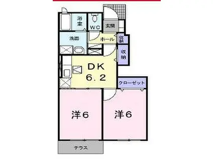 JR高徳線 志度駅 徒歩13分 2階建 築16年(2DK/1階)の間取り写真