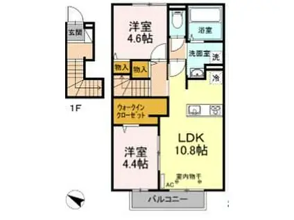 JR予讃線 丸亀駅 徒歩6分 2階建 築4年(2LDK/2階)の間取り写真