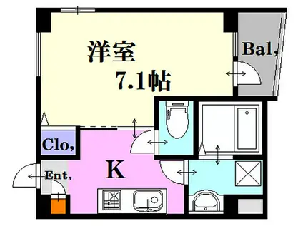 ライフメント国泰寺III(1K/9階)の間取り写真