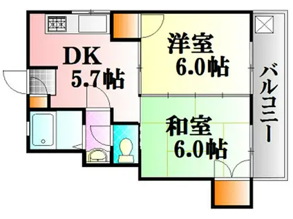 AXA舟入通(2DK/10階)の間取り写真