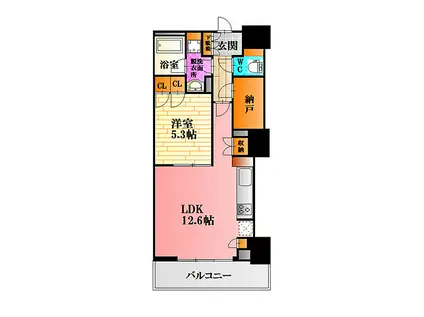 グランクロスタワー広島 アイコート(1LDK/5階)の間取り写真