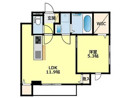 名鉄三河線 土橋駅(愛知) 徒歩6分 3階建 築1年(1LDK/2階)の間取り写真