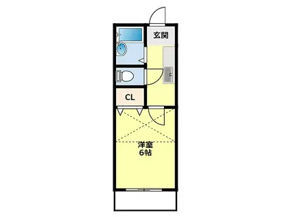 名鉄三河線 越戸駅 徒歩43分 2階建 築18年(1K/2階)の間取り写真