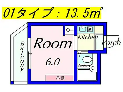 ソレイユヤマダ(1K/4階)の間取り写真
