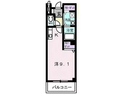 メゾンアンソレイユ(ワンルーム/1階)の間取り写真