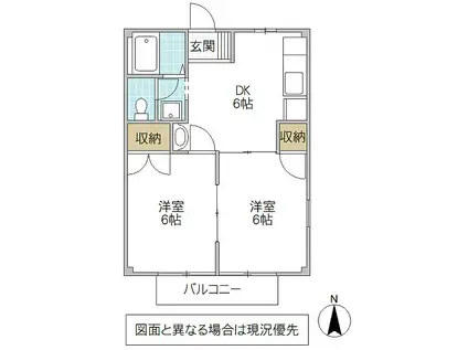 クラインロイヤルB(2DK/1階)の間取り写真