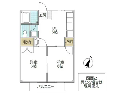 クラインロイヤルA(2DK/2階)の間取り写真