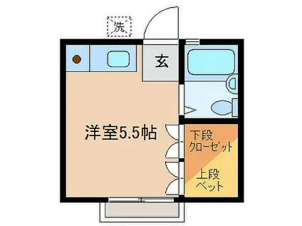 コーポJ・K・M(ワンルーム/2階)の間取り写真