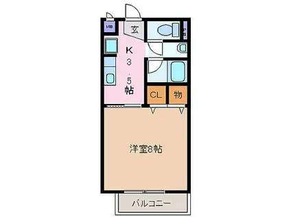 近鉄湯の山線 桜駅(三重) 徒歩2分 2階建 築27年(1K/1階)の間取り写真