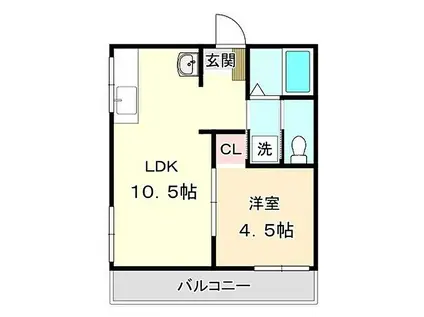 エルカスト(1LDK/2階)の間取り写真