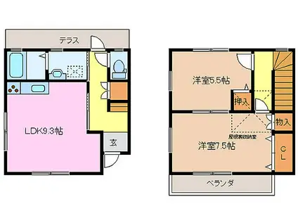 近鉄名古屋線 津新町駅 徒歩8分 2階建 築16年(2LDK)の間取り写真