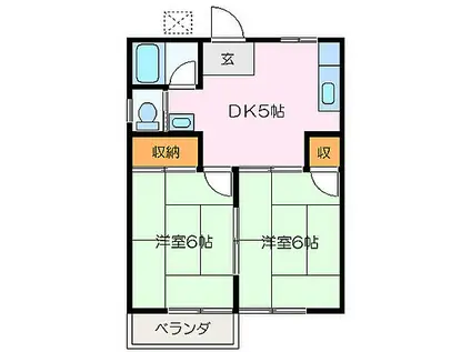 JR紀勢本線 三瀬谷駅 徒歩18分 2階建 築37年(2DK/2階)の間取り写真