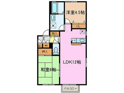 近鉄大阪線 伊勢中川駅 徒歩10分 2階建 築31年(2LDK/2階)の間取り写真