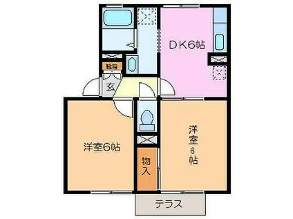 JR紀勢本線 徳和駅 徒歩15分 2階建 築24年(2DK/1階)の間取り写真