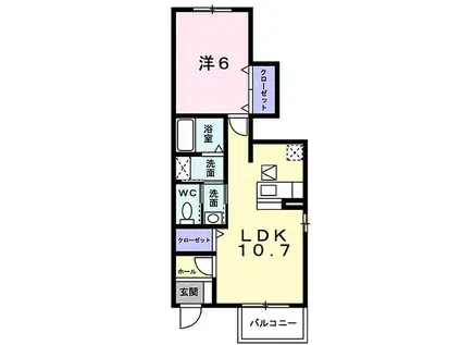 JR紀勢本線 六軒駅(三重) 徒歩14分 2階建 築19年(1LDK/1階)の間取り写真