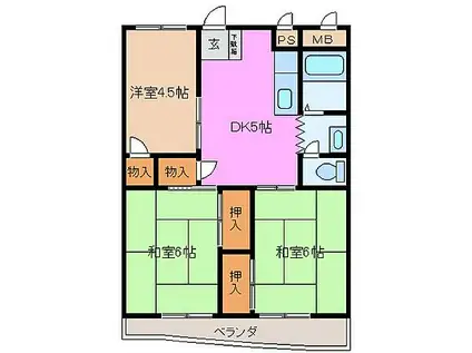 近鉄山田線 東松阪駅 徒歩9分 4階建 築44年(3K/3階)の間取り写真