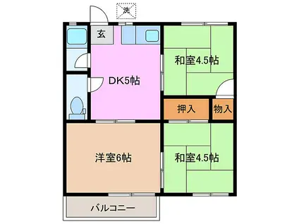 近鉄志摩線 志摩赤崎駅 徒歩9分 2階建 築40年(3DK/2階)の間取り写真