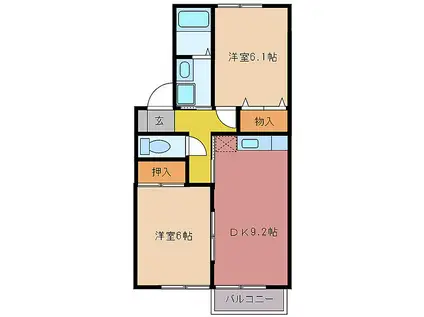 JR参宮線 宮川駅 徒歩20分 2階建 築27年(2DK/2階)の間取り写真