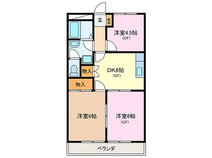 JR参宮線 宮川駅 徒歩29分 2階建 築28年(3DK/1階)の間取り写真