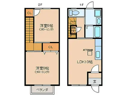 JR参宮線 宮川駅 徒歩17分 2階建 築23年(2LDK)の間取り写真