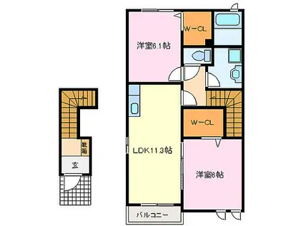 JR参宮線 宮川駅 徒歩29分 2階建 築14年(2LDK/2階)の間取り写真