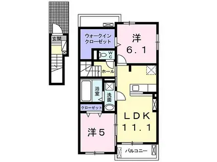 JR参宮線 宮川駅 徒歩10分 2階建 築6年(2LDK/2階)の間取り写真