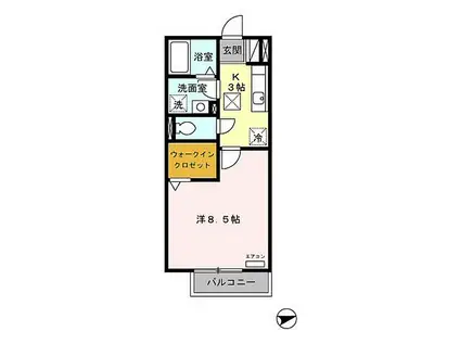 JR紀勢本線 高茶屋駅 徒歩20分 2階建 築18年(1K/1階)の間取り写真