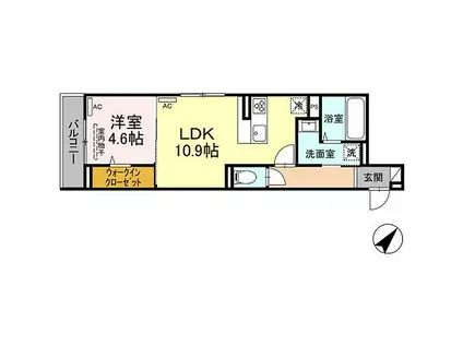 D-RESIDENCE多治米N(1LDK/3階)の間取り写真