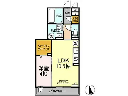 オアシス木之庄(1LDK/1階)の間取り写真