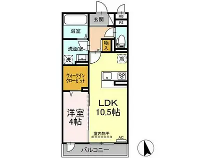 オアシス木之庄(1LDK/3階)の間取り写真