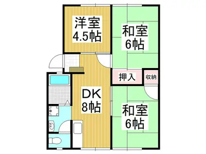 KBS89(3DK/1階)の間取り写真