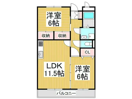 リバーサイド奈良井(2LDK/4階)の間取り写真