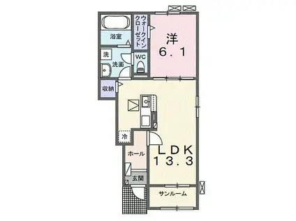 モデルノIV(1LDK/1階)の間取り写真