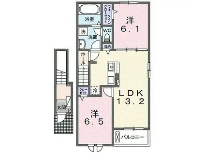 モデルノIV(2LDK/2階)の間取り写真