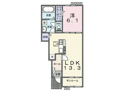 モデルノIV(1LDK/1階)の間取り写真