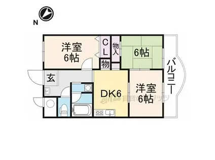 JR東海道・山陽本線 南彦根駅 徒歩9分 8階建 築25年(3DK/4階)の間取り写真