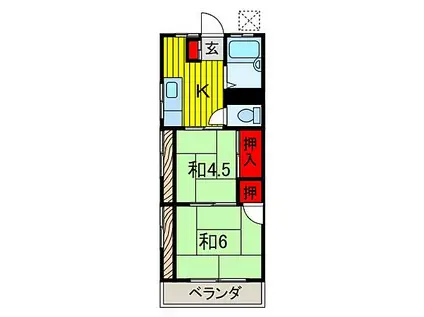 第3コーポ澤田(2K/2階)の間取り写真
