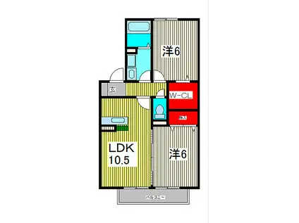 リリー坂下(2LDK/2階)の間取り写真