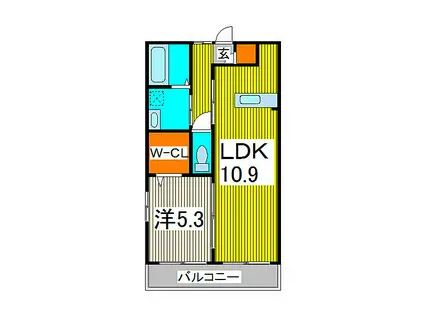メゾン・ディアベルジュ(1LDK/1階)の間取り写真