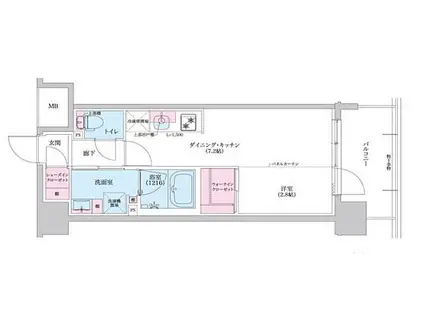 コンフォリア・リヴ新大阪Q(1DK/10階)の間取り写真
