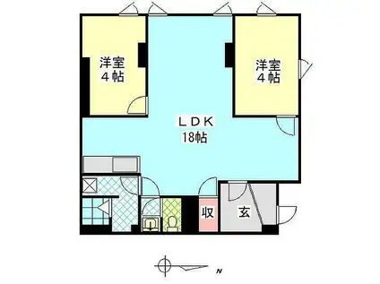 南須賀コーポ(2LDK/2階)の間取り写真
