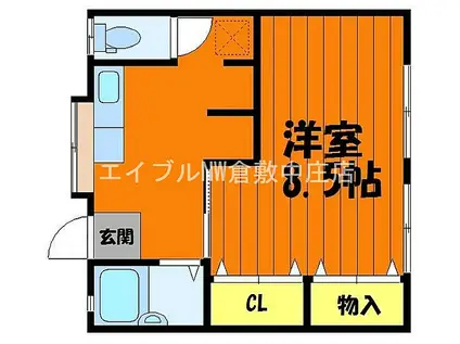 JR山陽本線 倉敷駅 徒歩17分 2階建 築54年(1K/2階)の間取り写真