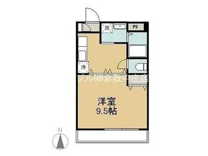 JR山陽本線 中庄駅 徒歩24分 3階建 築24年(1K/2階)の間取り写真