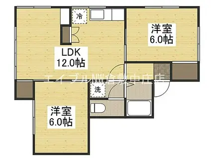 JR山陽本線 倉敷駅 徒歩36分 2階建 築38年(2LDK/2階)の間取り写真