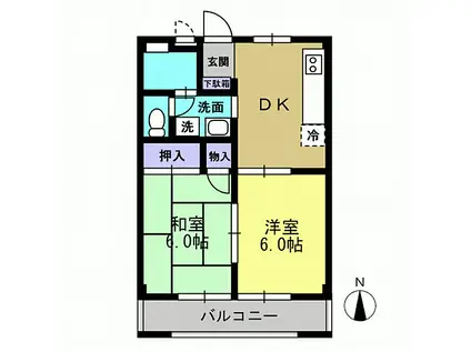 サニーコート田中(2DK/3階)の間取り写真