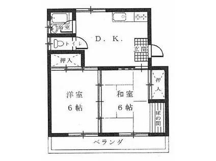 押川コーポ(2DK/2階)の間取り写真